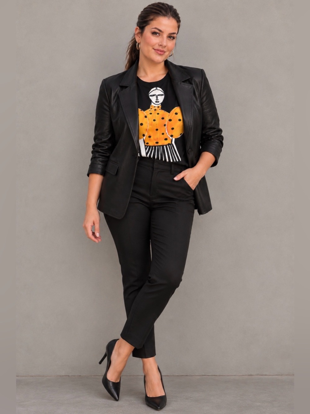 The Wearable Art Project - Black Tee w Illustration by Monika Koch - Measures XL